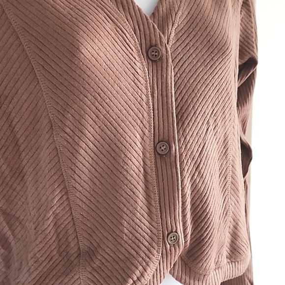 NWT Saks off 5th Area Stars Ribbed Tulip cardigan size Large in brown - Picture 4 of 7